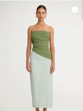 Significant Other Cecelia Strapless Two-Tone Green Midi Dress